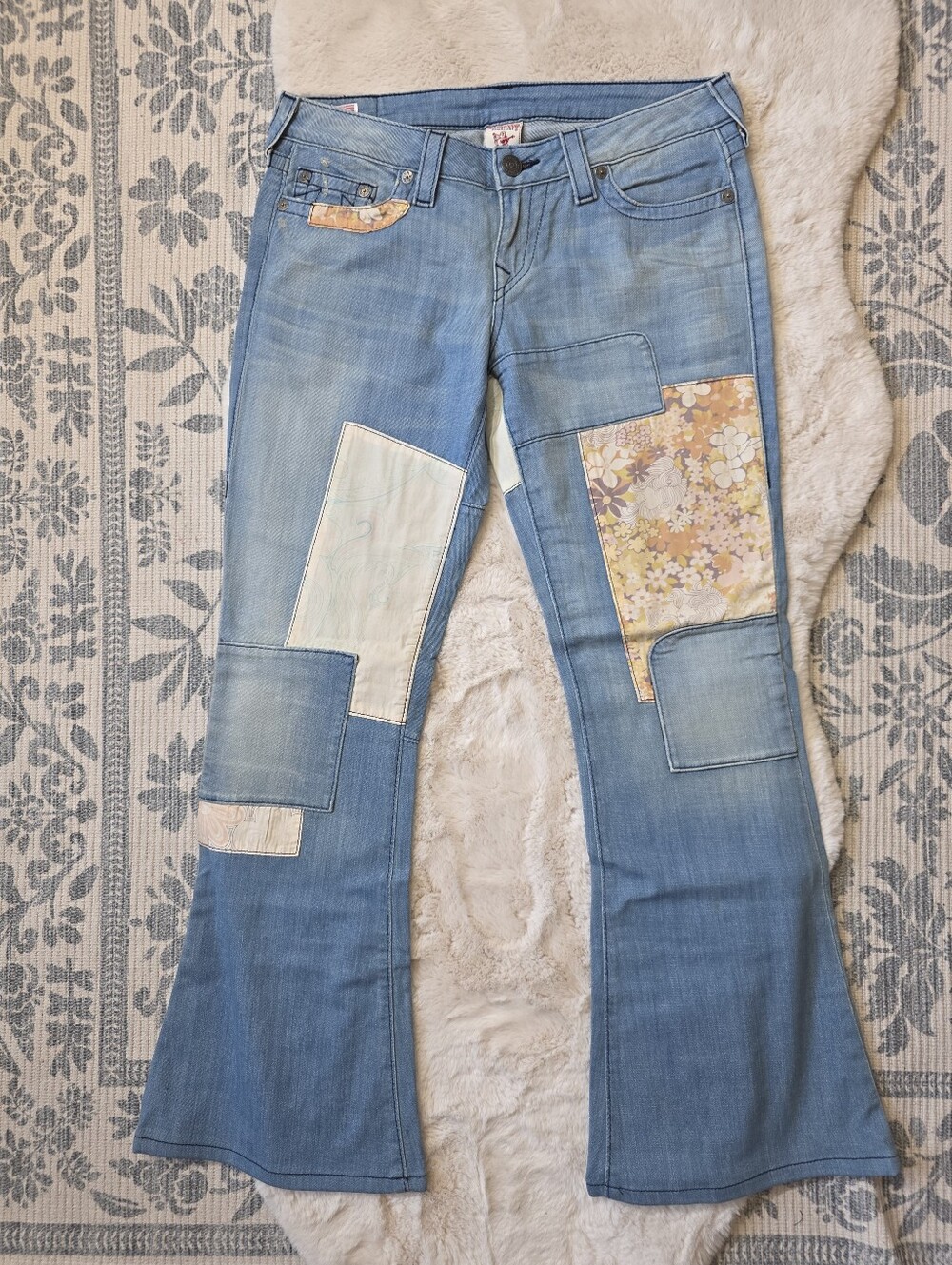 True Religion Y2K Vintage True Religion Patchwork Flared Festival Jeans 31x32.5